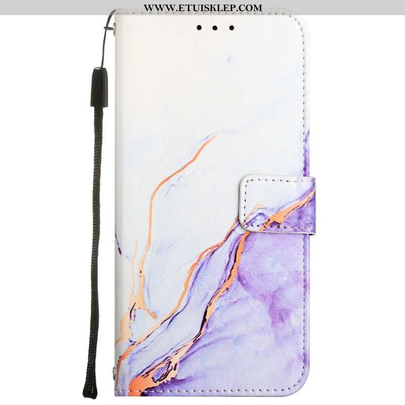 Etui Folio do Oppo A54 5G / A74 5G Marmur Ze Smyczą